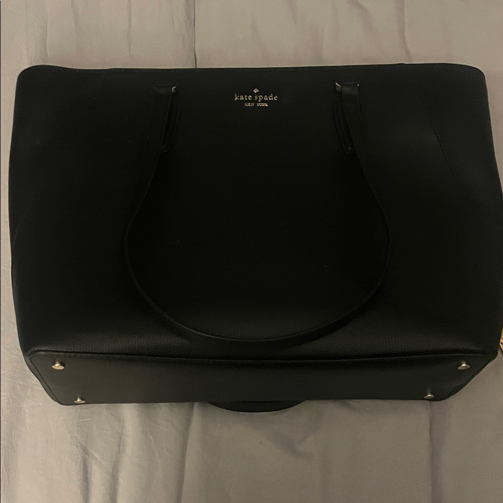 kate spade Black Pebbled Leather Tote with Gold Hardware